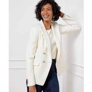 Talbots Tailored Stretch Double-Breasted Blazer In Creamy Ivory - Beautiful! NWT